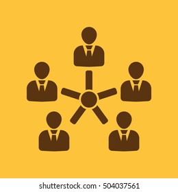 The management and teamwork icon. Team and group, teamwork, people, alliance, management symbol. UI. Web. Logo. Sign. Flat design. App. Stock vector