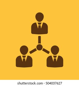 The management and teamwork icon. Team and group, teamwork, people, alliance, management symbol. UI. Web. Logo. Sign. Flat design. App. Stock vector