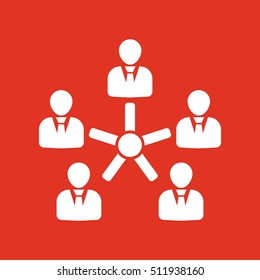 The management and teamwork icon. Team and group, teamwork, people, alliance, management symbol. UI. Web. Logo. Sign. Flat design. App. Stock vector