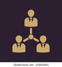 The management and teamwork icon. Team and group, teamwork, people, alliance, management symbol. UI. Web. Logo. Sign. Flat design. App. Stock vector