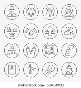 Management thin line icon set