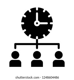 management time set teamwork black solid icon in business and investment.