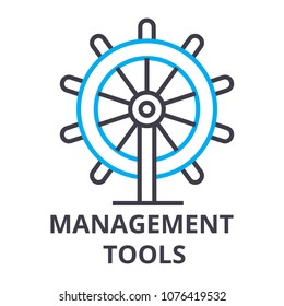 management tools thin line icon, sign, symbol, illustation, linear concept, vector 