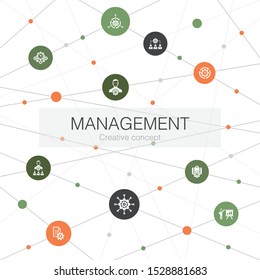 Management trendy web template with simple icons. Contains such elements as manager, control, organization