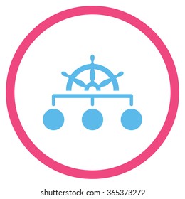 Management vector icon. Style is bicolor flat circled symbol, pink and blue colors, rounded angles, white background.