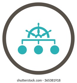 Management vector icon. Style is bicolor flat circled symbol, grey and cyan colors, rounded angles, white background.