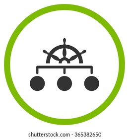 Management vector icon. Style is bicolor flat circled symbol, eco green and gray colors, rounded angles, white background.