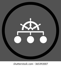 Management vector icon. Style is bicolor flat circled symbol, black and white colors, rounded angles, gray background.