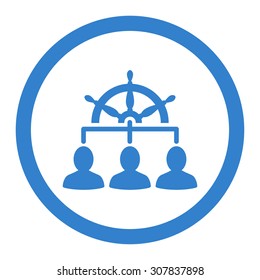 Management vector icon. This rounded flat symbol is drawn with cobalt color on a white background.