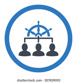 Management vector icon. This rounded flat symbol is drawn with smooth blue colors on a white background.