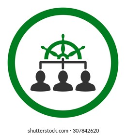 Management vector icon. This rounded flat symbol is drawn with green and gray colors on a white background.