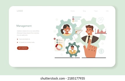 Management web banner or landing page. Successful strategy, motivation and leadership. Project manager, company ceo idea. Isolated vector illustration