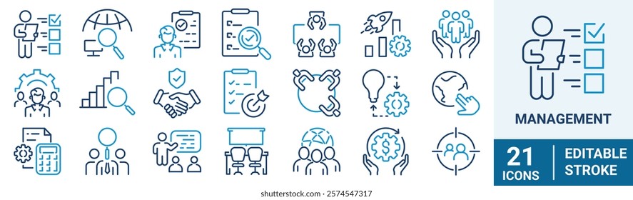 Management web line icon. Collection of teamwork, training, development, and more. Vector illustration. Editable stroke. 