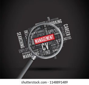 management word background magnifying glass