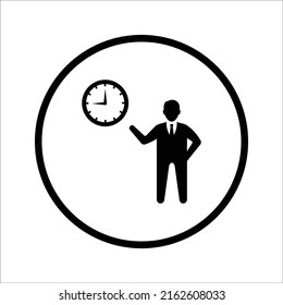 Management, Arbeit, Business Time Icon. Schwarze Vektorgrafiken.