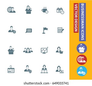 Management,businessman icon set,clean vector