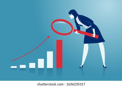 Manager analyzes rising graph. Business concept vector illustration.