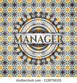 Manager arabesque style badge. arabic decoration.