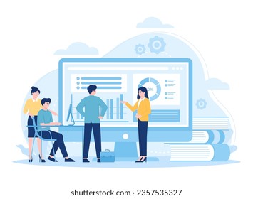 Manager auditing business data trending concept flat illustration
