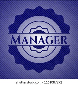 Manager badge with denim texture