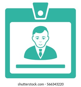 Manager Badge vector icon. Flat cyan symbol. Pictogram is isolated on a white background. Designed for web and software interfaces.
