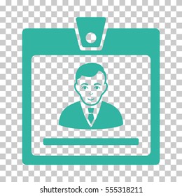 Manager Badge vector icon. Illustration style is flat iconic cyan symbol on a chess transparent background.