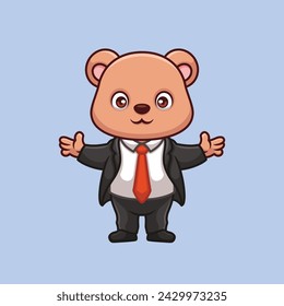 Manager Bear Cute Cartoon Character Illustration