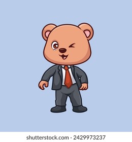 Manager Bear Cute Cartoon Character Illustration