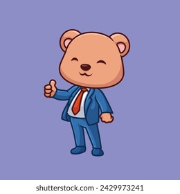 Manager Bear Cute Cartoon Character Illustration