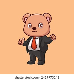 Manager Bear Cute Cartoon Character Illustration