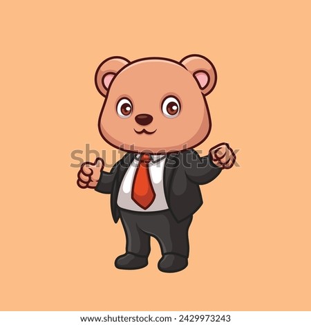 Manager Bear Cute Cartoon Character Illustration