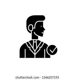 Manager black icon, vector sign on isolated background. Manager concept symbol, illustration 