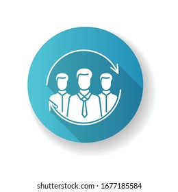 Icono de glifo largo de diseño plano azul del administrador. Gestión corporativa. Ocupación profesional, gestión de los recursos humanos. Líder del equipo, director ejecutivo de la empresa, silueta RGB, ilustración en color