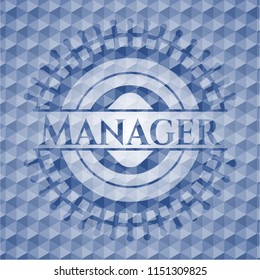 Manager blue polygonal badge.