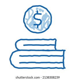 Manager Books esboza el vector de icono. Señal del Gestor de Libros de la línea de dibujo del doodle azul dibujado a mano. ilustración de símbolo aislado