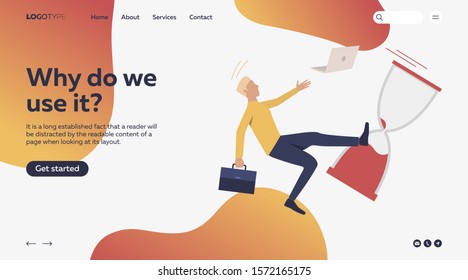 Manager with briefcase falling down. Businessman, employee, problem flat vector illustration. Business, entrepreneurship, failure concept for banner, website design or landing web page