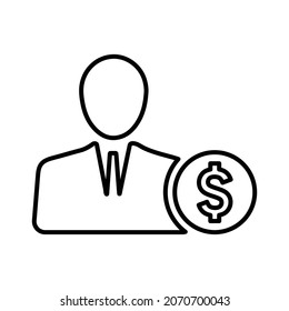 Manager, business man outline icon. Line art vector.