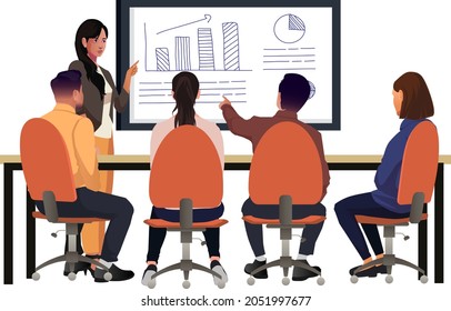 a manager and business people having board meeting vector illustration character