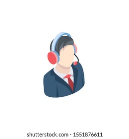 Manager Call operator. Vector 3d isometric, color web icon, new flat style. Creative illustration design, idea for infographics.