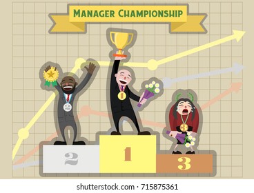 Manager Championship Winners. Vector Illustration
