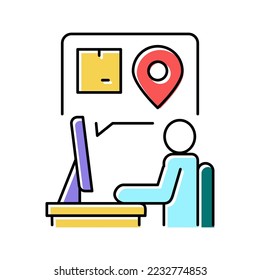manager checking order location color icon vector. manager checking order location sign. isolated symbol illustration
