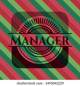Manager christmas badge. Vector Illustration. Detailed.