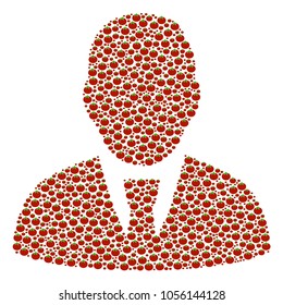Manager collage of tomato vegetables. Vector tomato vegetable elements are organized into manager illustration. Vegan vector illustration.