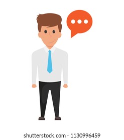 
A manager with comment box but unable to speak is showing a concept of blank dialogue. 

