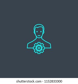 manager concept blue line icon. Simple thin element on dark background. manager concept outline symbol design from Management set. Can be used for web and mobile UI/UX