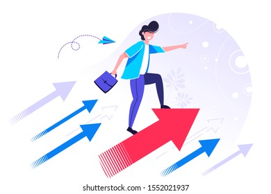 The Manager. Concept business vector illustration. Leadership, Successful, Achievement.