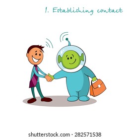 Manager consultant is establishing contact with the client. Rules of successful sales. Step 1.