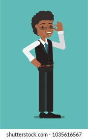 The manager corrects his glasses. Vector illustration. Suitable for animation (individual elements)