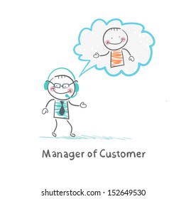 Manager of Customer talking on headphones with the client