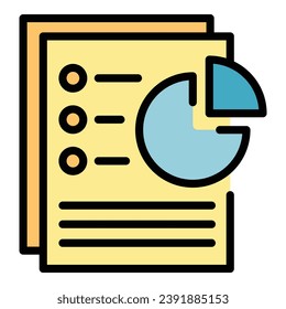 Manager document icon outline vector. Archive information. Office database color flat